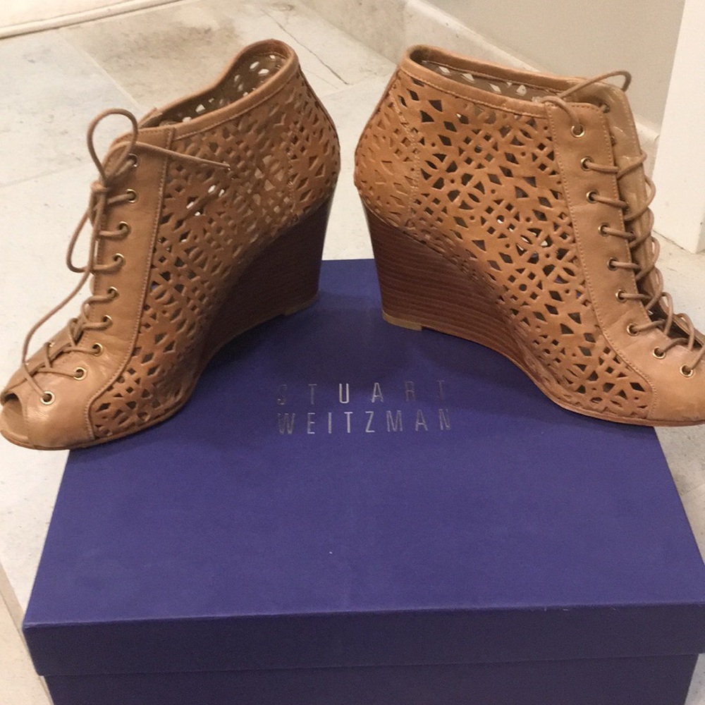 Stuart Weitzman Perforated Open Toe Bootie - image 1